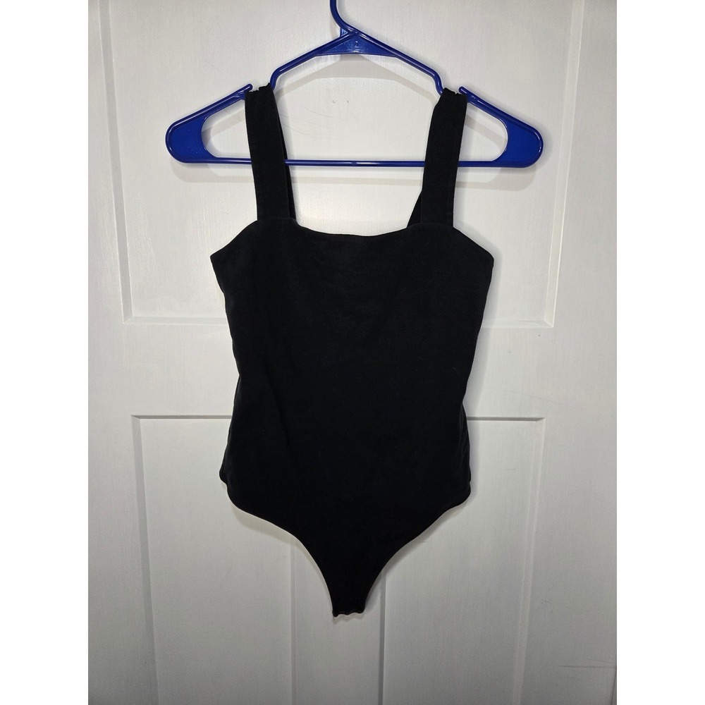 Abercrombie & Fitch Soft A&F Collection Square Neck Bodysuit Black Womens Medium